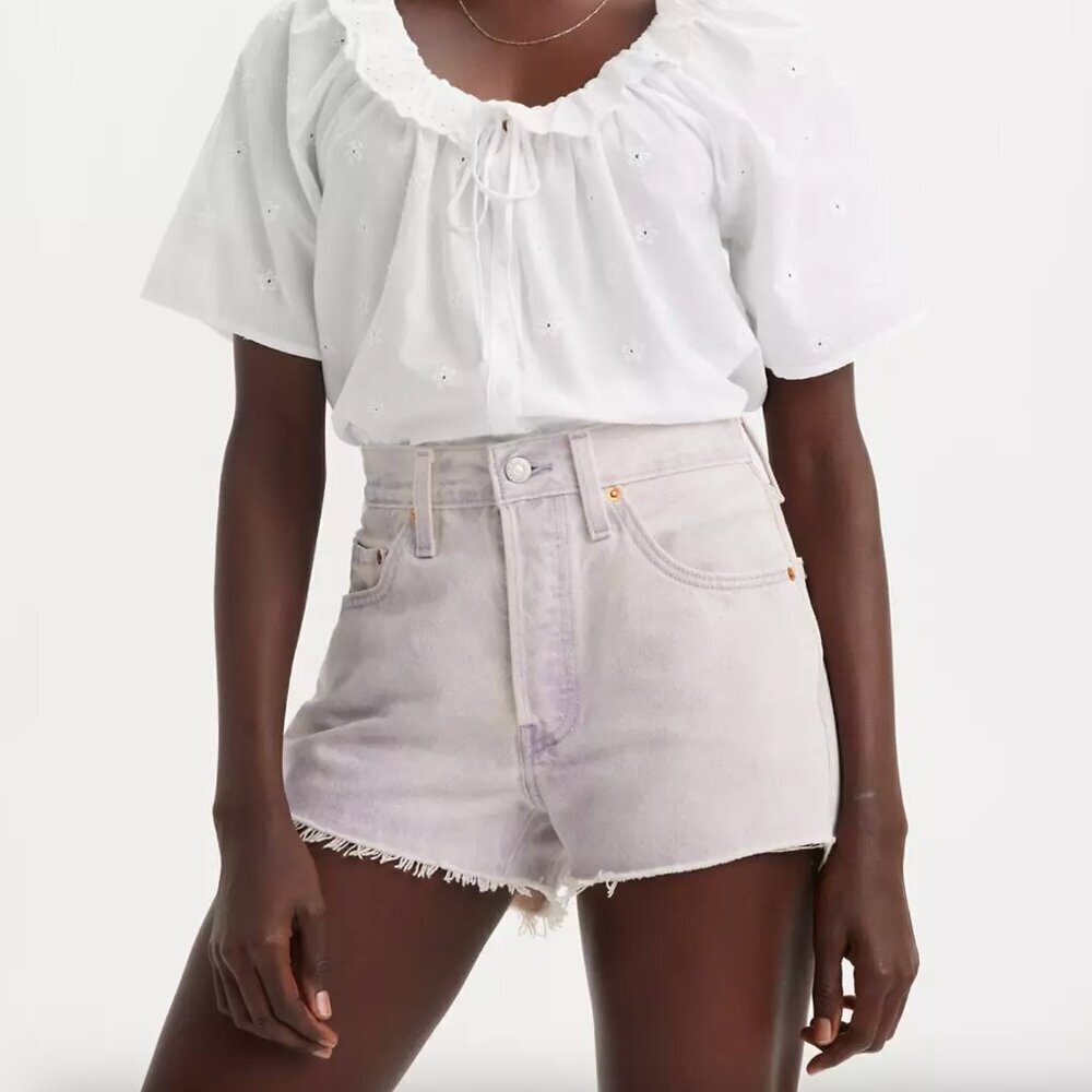 NWT Levi's Lavender Lilac Light Pastel Purple 501 Cotton High Waist Denim Shorts